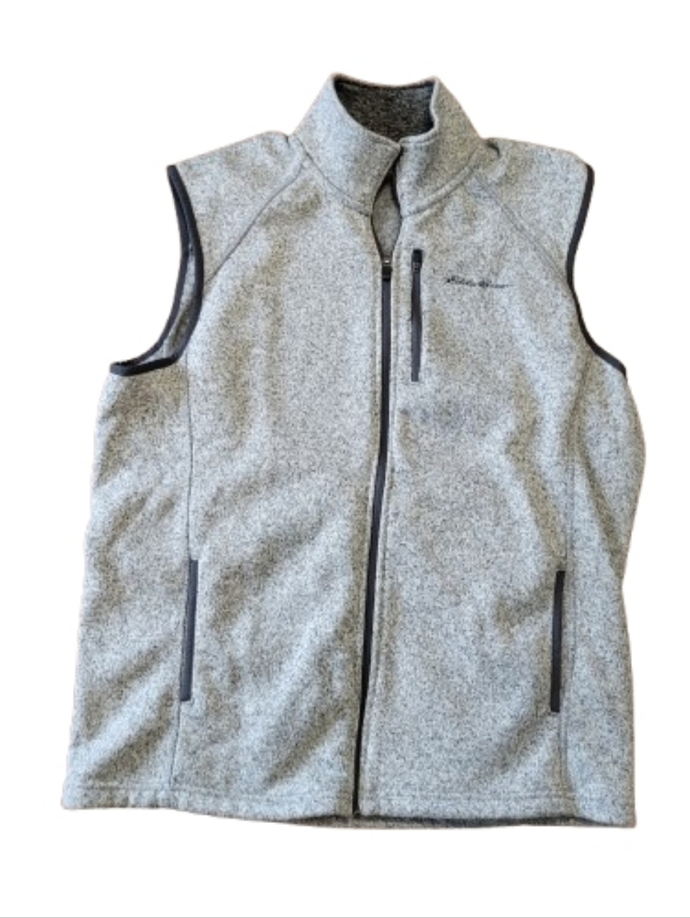 Eddie Bauer Fleece Zip Up Vest Layer Grey Warm Fall Men's Large
